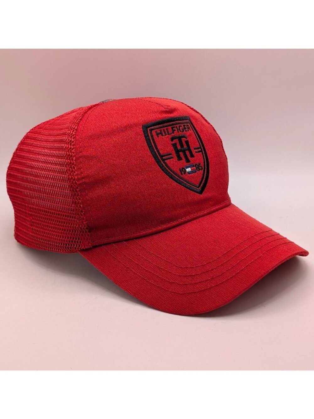 Vintage Tommy Hilfiger Athletics 1985 Snapback Hat Red Mesh Unisex Retro 90s TH
